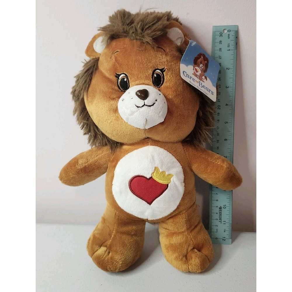 2016 Care Bears Brave Heart Lion Plush 10" Kellytoy Brown Heart Crown Belly NWT